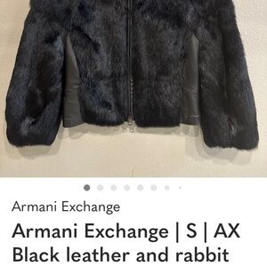 Armani Exchange | S | AX Black leather and rabbit fur cropped fur jacket
